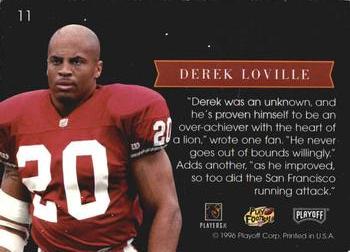 1996 Playoff Absolute - Prime Unsung Heroes #11 Derek Loville Back