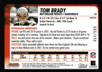 2003 Bowman Chrome - Refractors #14 Tom Brady Back