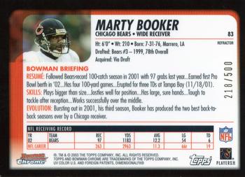 2003 Bowman Chrome - Refractors #83 Marty Booker Back