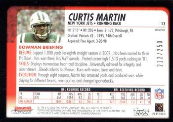2003 Bowman Chrome - Xfractors #13 Curtis Martin Back