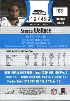 2003 Bowman's Best - Blue #108 Seneca Wallace Back