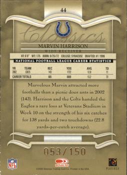 2003 Donruss Classics - Timeless Tributes #44 Marvin Harrison Back