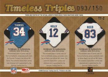 2003 Donruss Classics - Timeless Triples Jerseys #TT-2 Jim Kelly / Thurman Thomas / Andre Reed Back