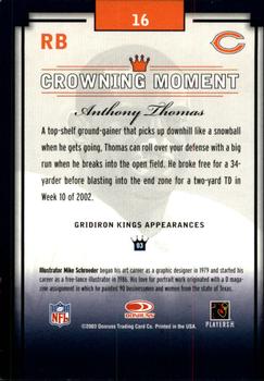 2003 Donruss Gridiron Kings - Bronze #16 Anthony Thomas Back