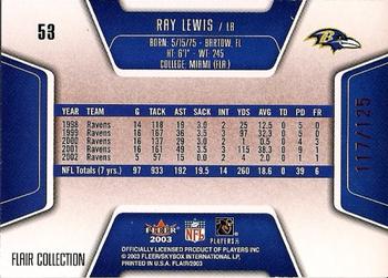 2003 Flair - Collection #53 Ray Lewis Back