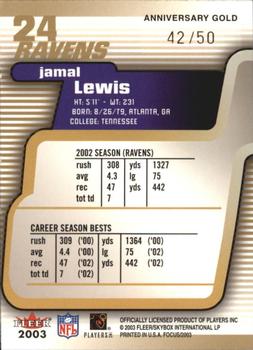 2003 Fleer Focus - Anniversary Gold #24 Jamal Lewis Back