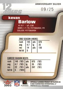 2003 Fleer Focus - Anniversary Silver #12 Kevan Barlow Back
