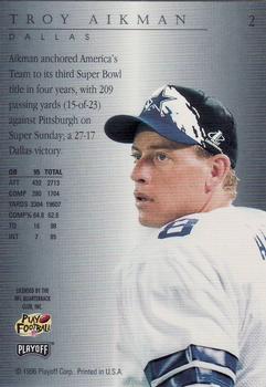 1996 Playoff Trophy Contenders #2 Troy Aikman Back