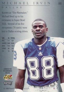 1996 Playoff Trophy Contenders #88 Michael Irvin Back
