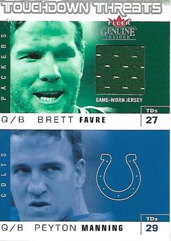 2003 Fleer Genuine Insider - Touchdown Threats Jerseys #TT-BF Brett Favre / Peyton Manning Front