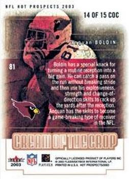 2003 Fleer Hot Prospects - Cream of the Crop #14 COC Anquan Boldin Back