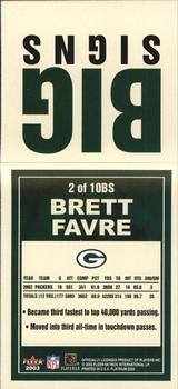 2003 Fleer Platinum - Big Signs #2BS Brett Favre Back