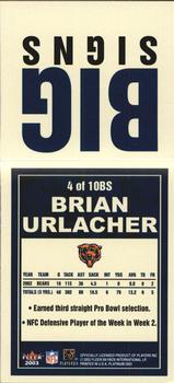 2003 Fleer Platinum - Big Signs #4BS Brian Urlacher Back