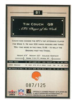 2003 Fleer Showcase - Legacy #81 Tim Couch Back