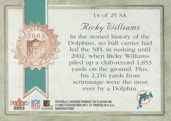 2003 Fleer Snapshot - Seal of Approval #14 SA Ricky Williams Back