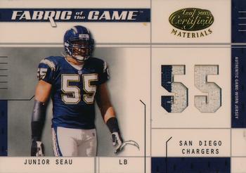 2003 Leaf Certified Materials - Fabric of the Game #FG-99 Junior Seau Front