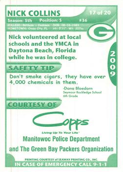 2009 Green Bay Packers Police - Copps Food Center, Manitowoc Police Department #17 Nick Collins Back