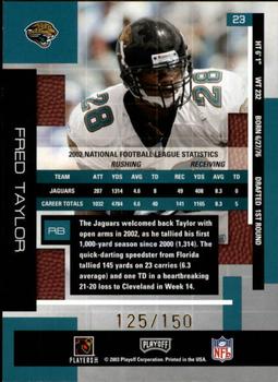 2003 Playoff Absolute Memorabilia - Spectrum #23 Fred Taylor Back