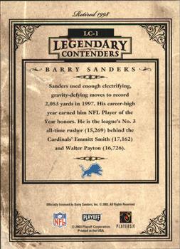 2003 Playoff Contenders - Legendary Contenders #LC-1 Barry Sanders Back