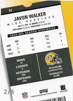 2003 Playoff Contenders - Orange County #61 Javon Walker Back