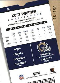 2003 Playoff Contenders - Playoff Ticket #34 Kurt Warner Back