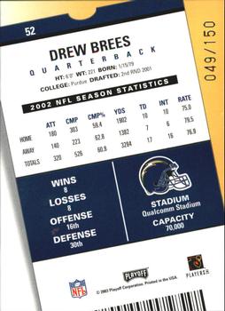 2003 Playoff Contenders - Playoff Ticket #52 Drew Brees Back