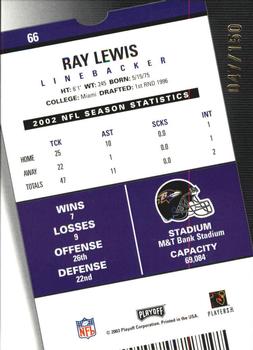 2003 Playoff Contenders - Playoff Ticket #66 Ray Lewis Back