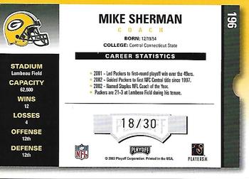 2003 Playoff Contenders - Playoff Ticket #196 Mike Sherman Back