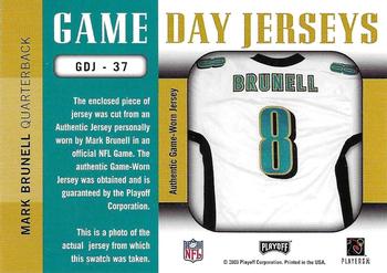 2003 Playoff Prestige - Game Day Jerseys #GDJ-37 Mark Brunell Back
