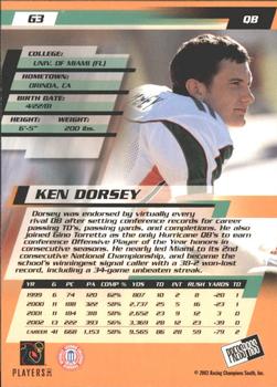 2003 Press Pass - Gold Zone #G3 Ken Dorsey Back