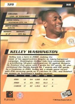 2003 Press Pass - Torquers #T29 Kelley Washington Back