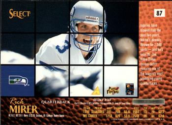 1996 Select #87 Rick Mirer Back