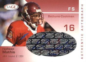 2003 SAGE - Autographs Red #A27 Rashean Mathis Front