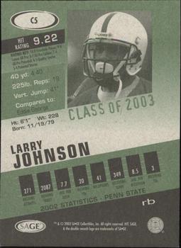 2003 SAGE HIT - Class of 2003 Emerald #C5 Larry Johnson Back