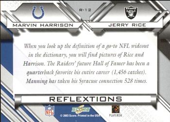2003 Score - Reflextions #R-12 Marvin Harrison / Jerry Rice Back