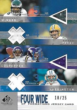 2003 SP Game Used - Formations Four Wide #F4-MFCH Donovan McNabb / Brett Favre / Daunte Culpepper / Joey Harrington Front