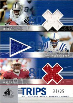 2003 SP Game Used - Formations Trips #F3-RHO Jerry Rice / Marvin Harrison / Terrell Owens Front