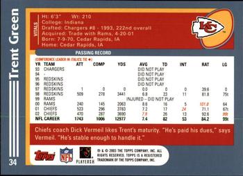 2003 Topps - Topps Collection #34 Trent Green Back