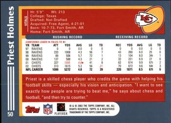 2003 Topps - Topps Collection #50 Priest Holmes Back