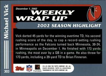 2003 Topps 1st Edition #303 Michael Vick Back