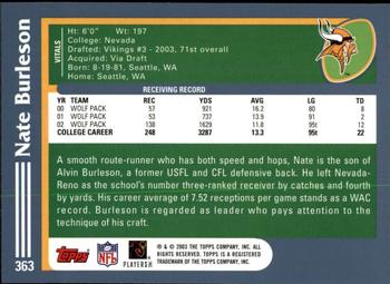 2003 Topps 1st Edition #363 Nate Burleson Back