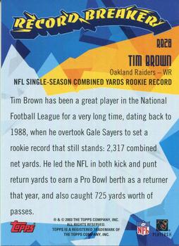 2003 Topps - Record Breakers #RB28 Tim Brown Back