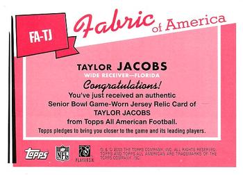 2003 Topps All American - Fabric of America #FA-TJ Taylor Jacobs Back