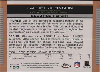 2003 Topps Draft Picks & Prospects - Chrome Gold Refractors #165 Jarret Johnson Back