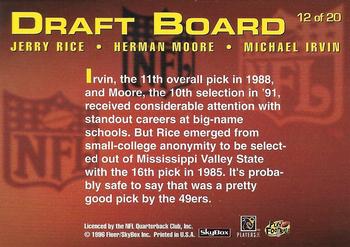 1996 SkyBox Impact Rookies - Draft Board #12 Jerry Rice / Herman Moore / Michael Irvin Back