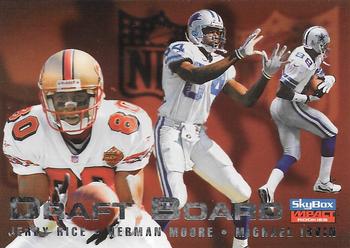 1996 SkyBox Impact Rookies - Draft Board #12 Jerry Rice / Herman Moore / Michael Irvin Front