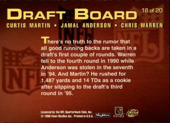 1996 SkyBox Impact Rookies - Draft Board #18 Curtis Martin / Jamal Anderson / Chris Warren Back