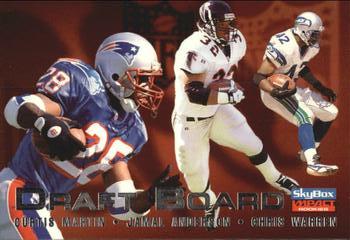 1996 SkyBox Impact Rookies - Draft Board #18 Curtis Martin / Jamal Anderson / Chris Warren Front