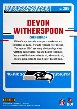 2023 Donruss #389 Devon Witherspoon Back