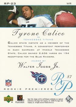 2003 Upper Deck - Rookie Premieres #RP-23 Tyrone Calico Back